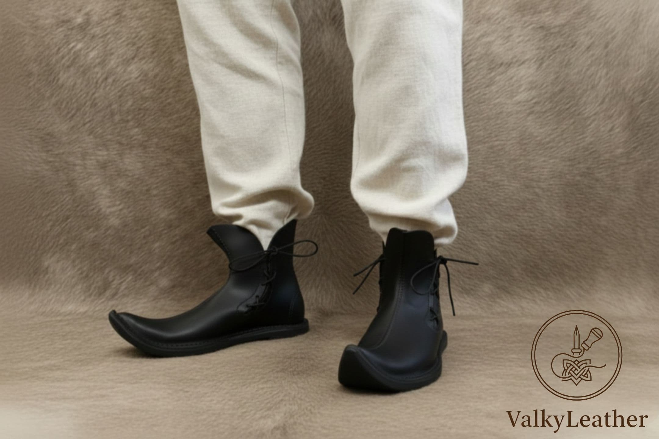 Medieval Boots in Genuine Cow Leather | Classic Viking Boots